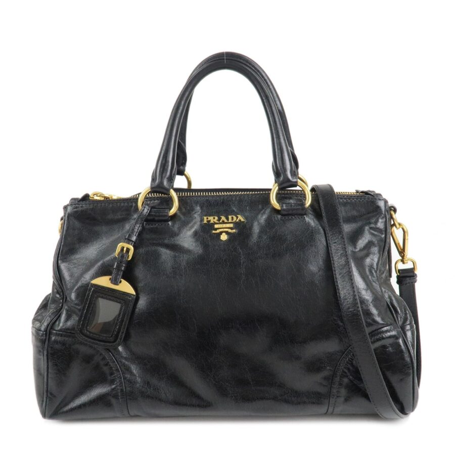 PRADA Leather 2Way Hand Bag Shoulder Bag Black | Studio Nafay