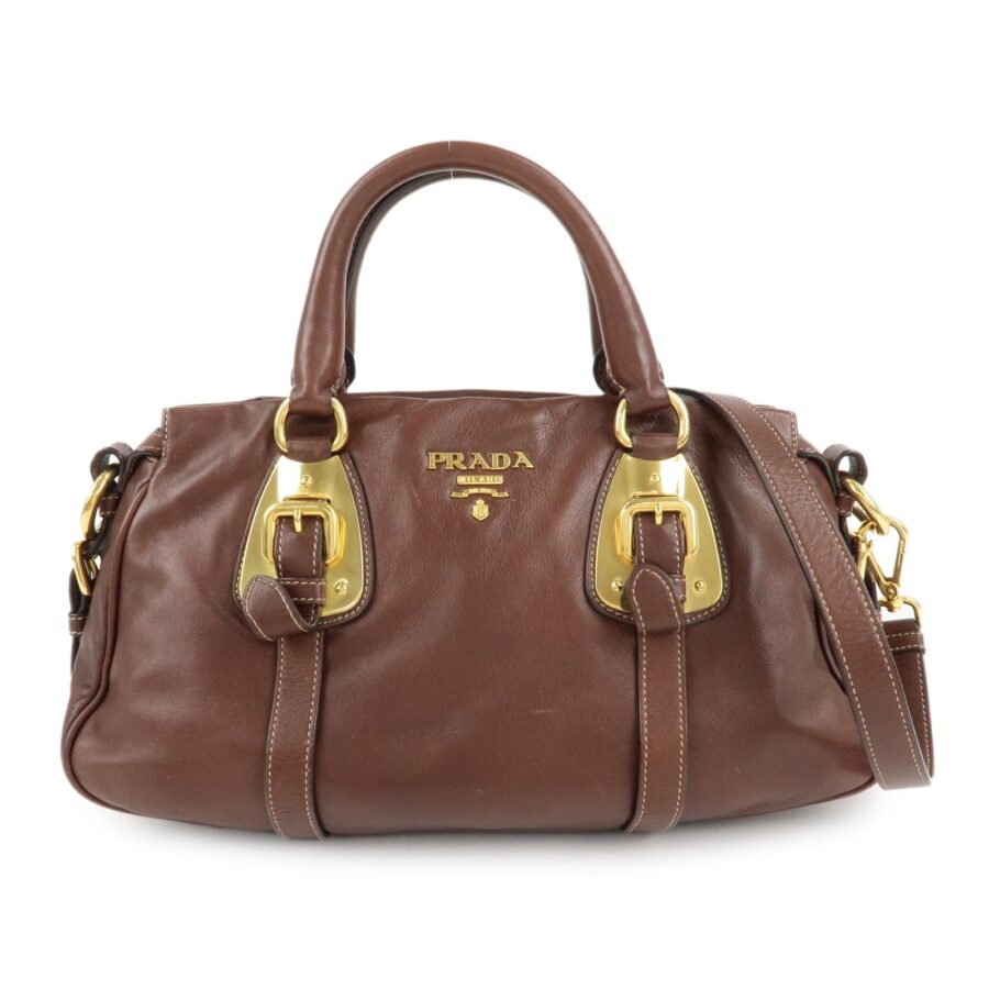 PRADA Leather 2Way Bag Shoulder Bag Hand Bag Brown | Studio Nafay