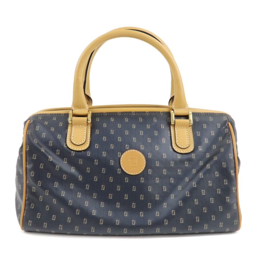 FENDI PVC Leather 2Way Bag Hand Bag Navy Brown | Studio Nafay