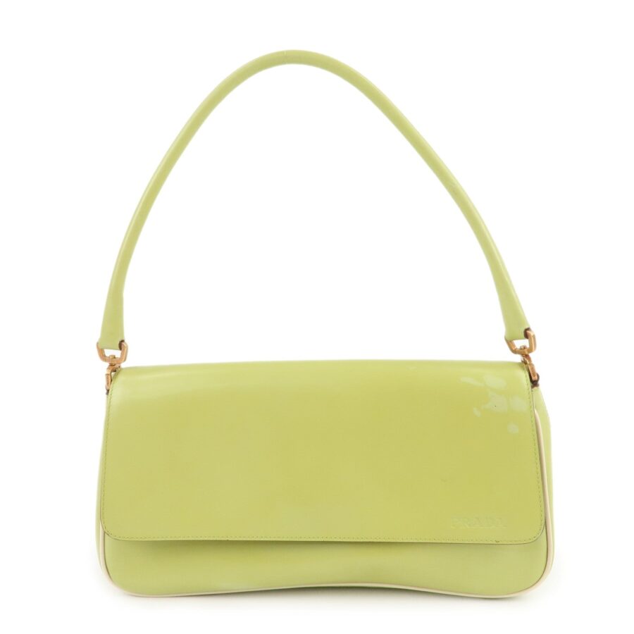 PRADA Leather Shoulder Bag Hand Bag Light Green | Studio Nafay
