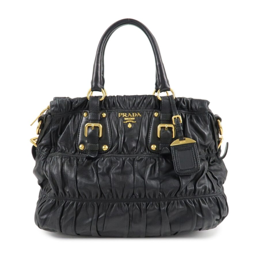 PRADA Leather 2way Bag Hand bag Black Gold Hardware | Studio Nafay