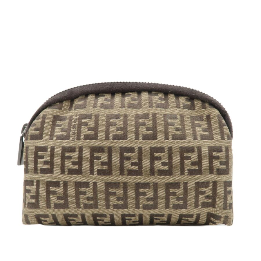 FENDI Zucchino Canvas Mini Pouch Beige Dark Brown | Studio Nafay