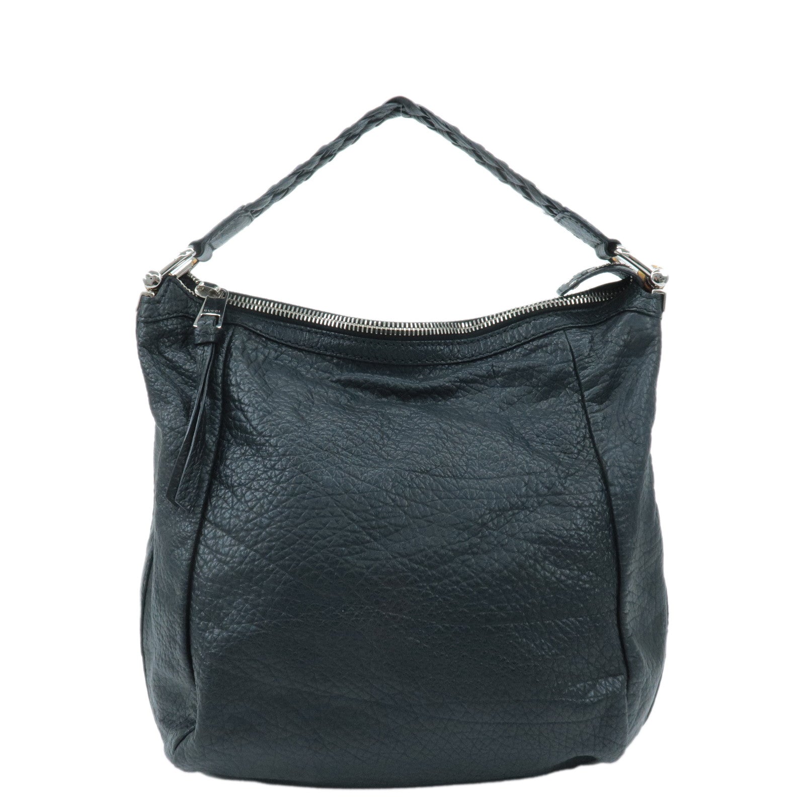 GUCCI Bamboo Leather Shoulder Bag Black 257090