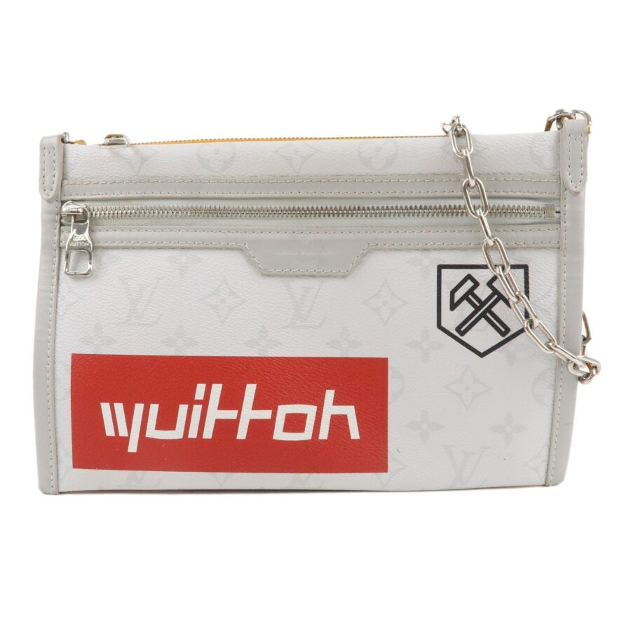 Louis Vuitton Flat Messenger Crossbody Bag Gray Orange | Studio Nafay