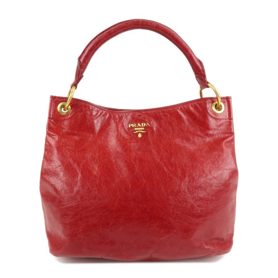 PRADA Logo Leather One Shoulder Bag Red | Studio Nafay