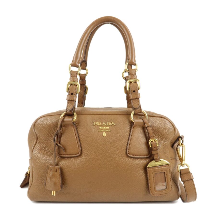 PRADA Leather 2Way Bag Hand Bag Shoulder Bag Brown | Studio Nafay