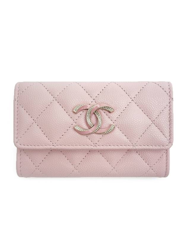 CC Logo Diamond Card Wallet Light Light Pink Chanel | Studio Nafay