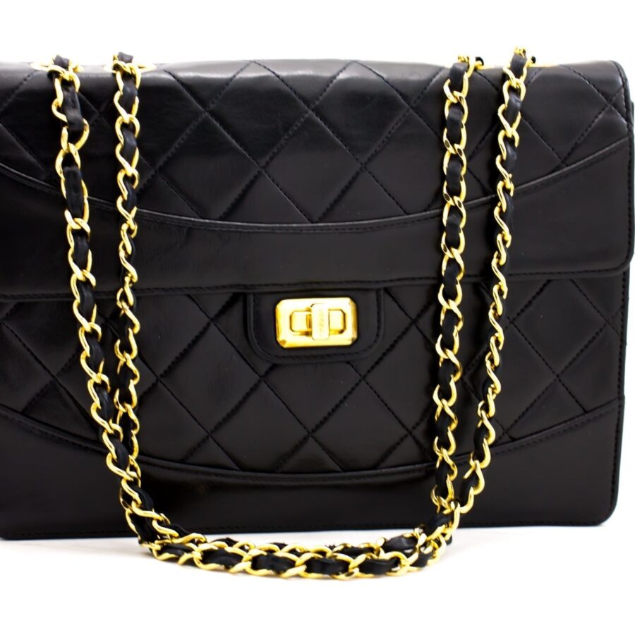 CHANEL Classic Chain Shoulder Bag Black Quilted Flap Lamb c20 | Studio Nafay