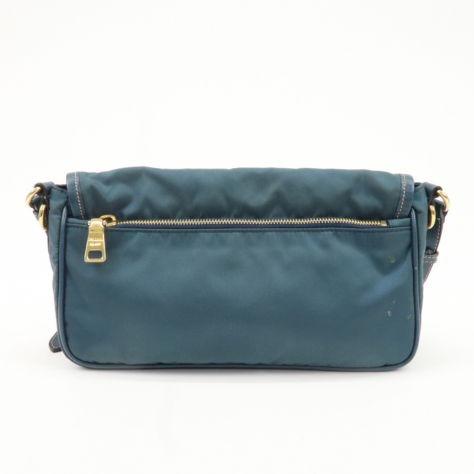 PRADA Nylon Leather Shoulder Bag Crossbody Bag Green