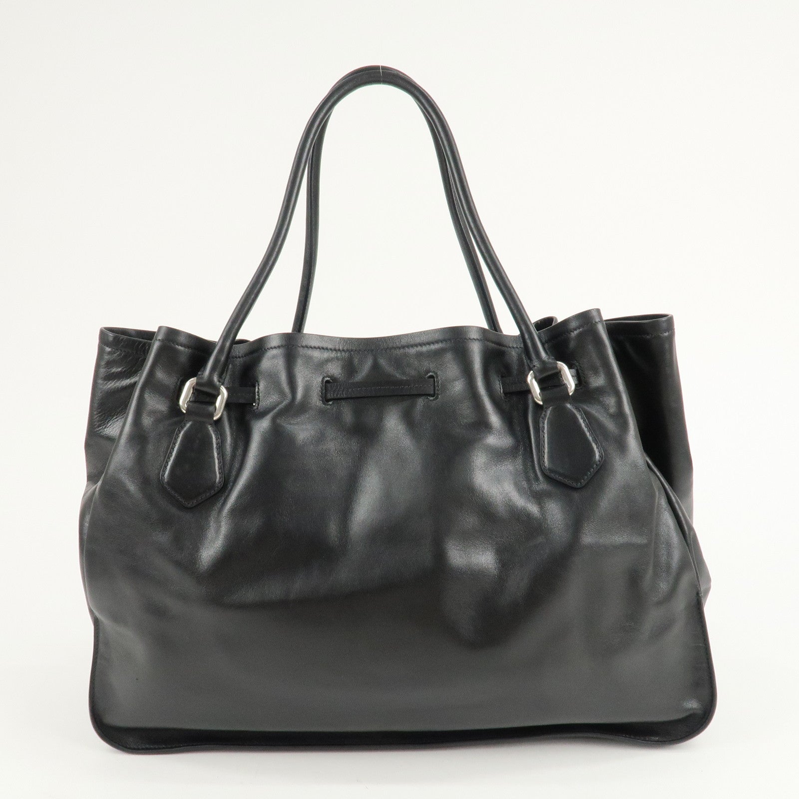 PRADA Leather Tote Bag Shoulder Bag Black