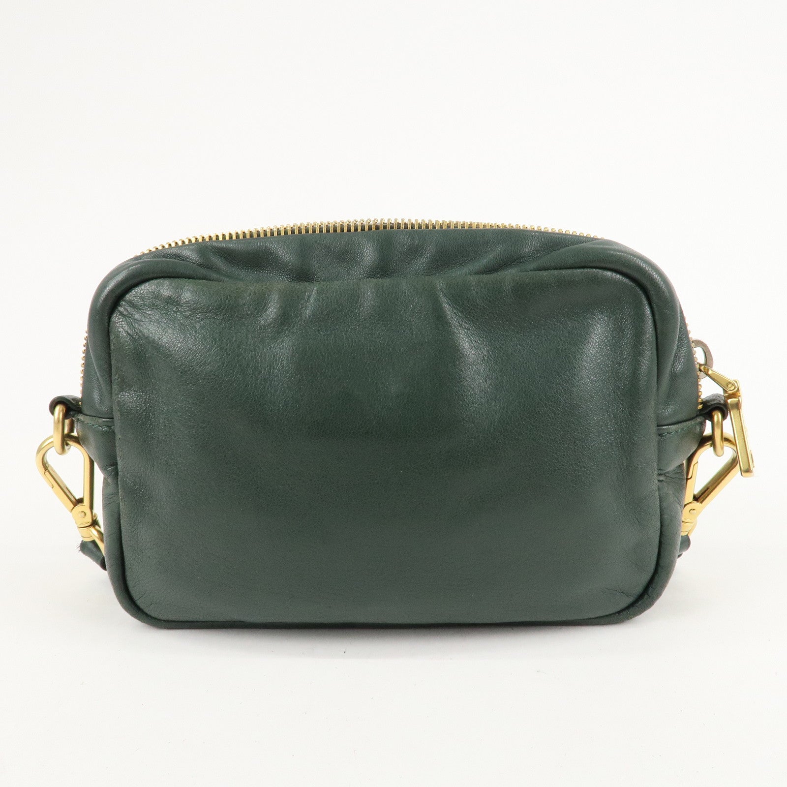 PRADA Logo Leather Ribbon Shoulder Bag Green