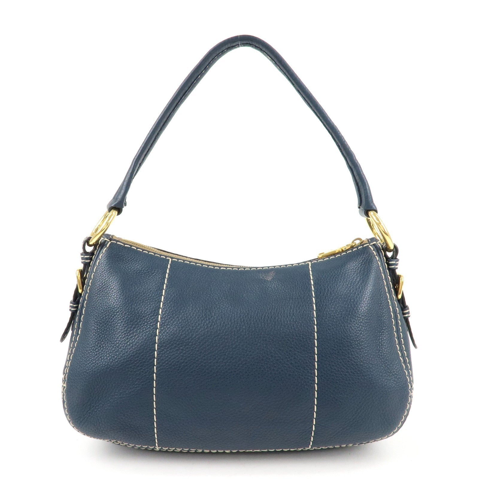 PRADA Soft Calf Leather Shoulder Bag Hand Bag Blue