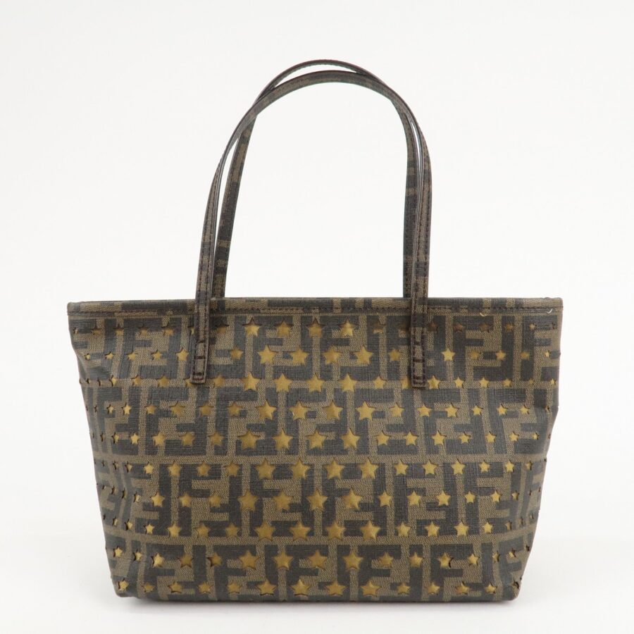 FENDI Zucca PVC Nylon Tote Bag Star Punching Brown Black | Studio Nafay