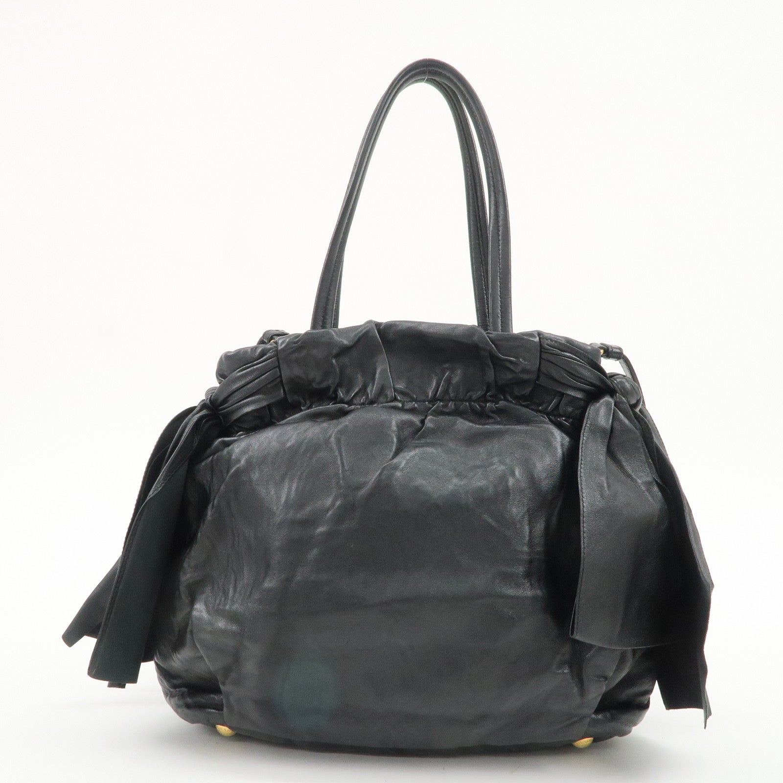 PRADA Leather Ribbon 2Way Bag Hand Bag Shoulder Bag