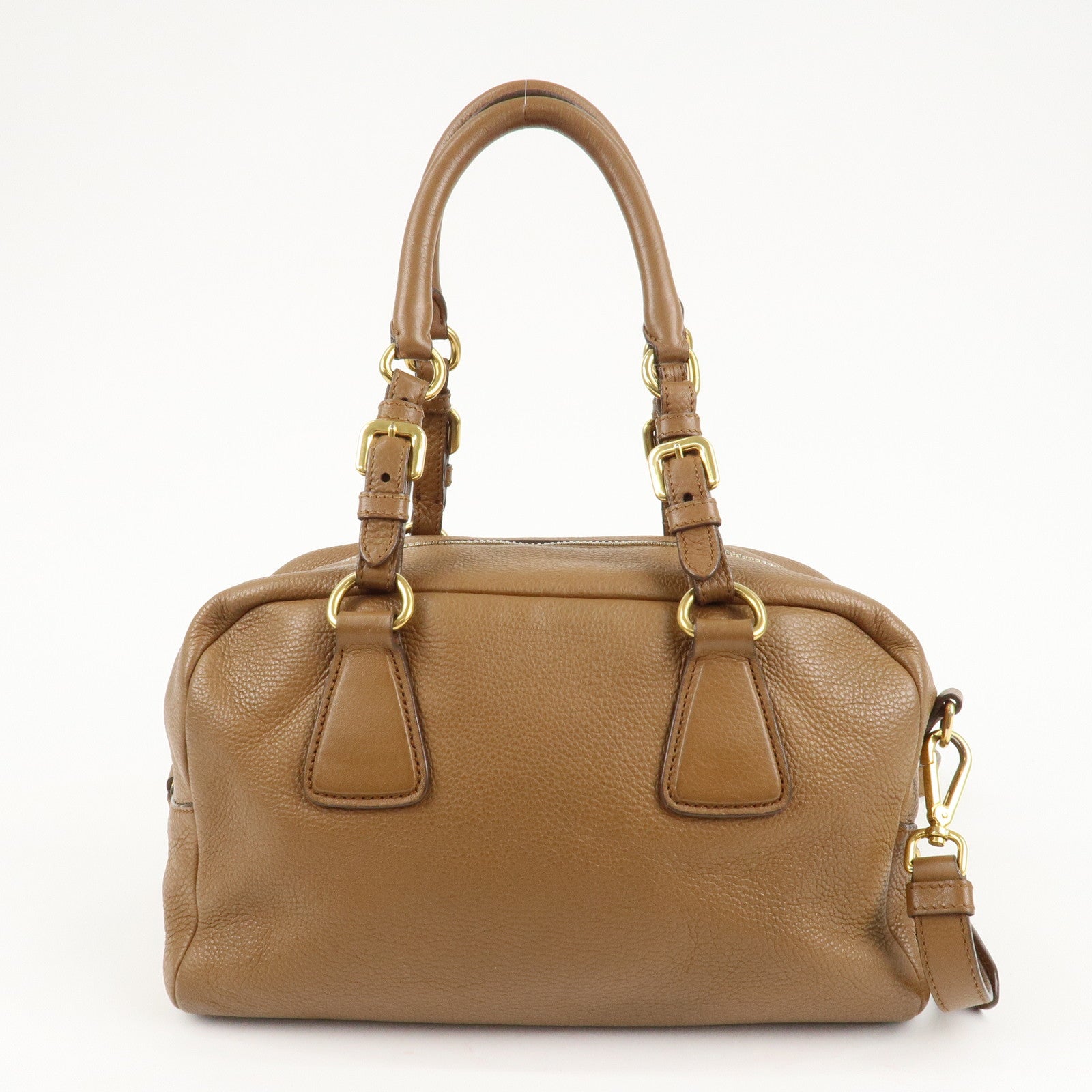 PRADA Leather 2Way Bag Hand Bag Shoulder Bag Brown