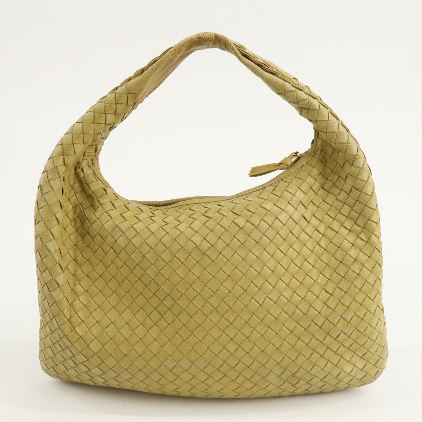 BOTTEGA VENETA Hobo Intrecciato Leather Bag Light Beige 115653