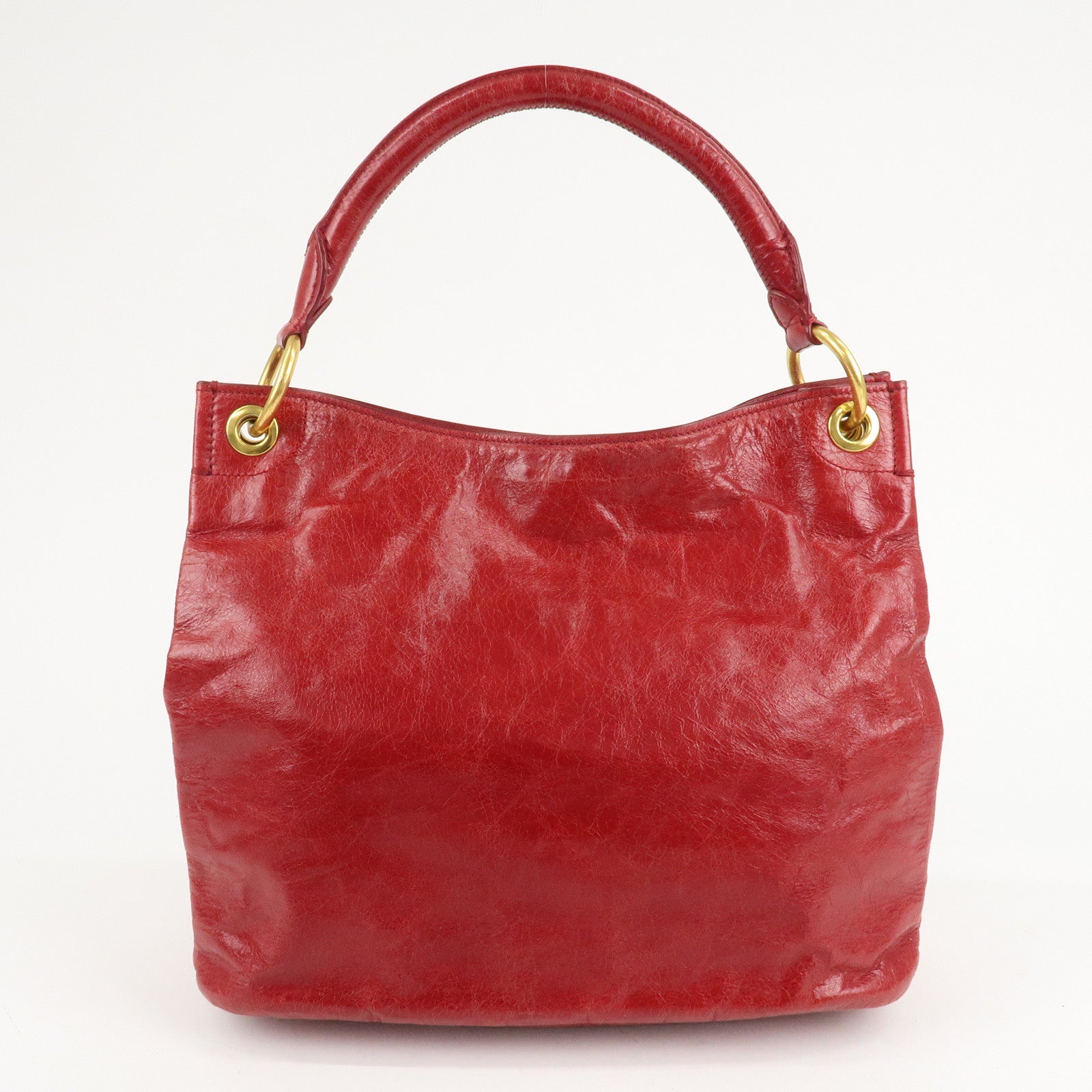 PRADA Logo Leather One Shoulder Bag Red