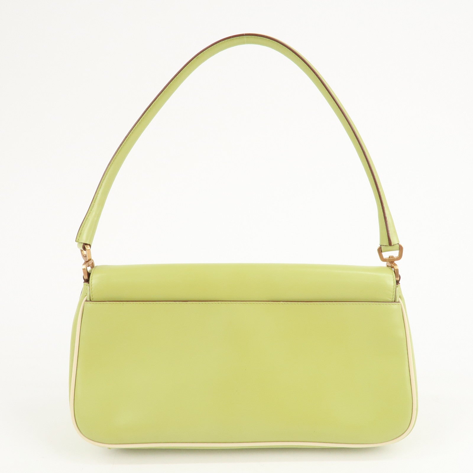 PRADA Leather Shoulder Bag Hand Bag Light Green
