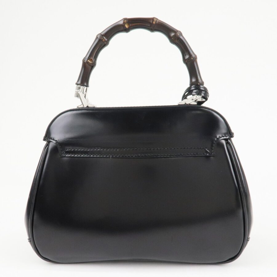 GUCCI Bamboo Leather 2Way Bag Hand Bag Black Handbag 353522 | Studio Nafay
