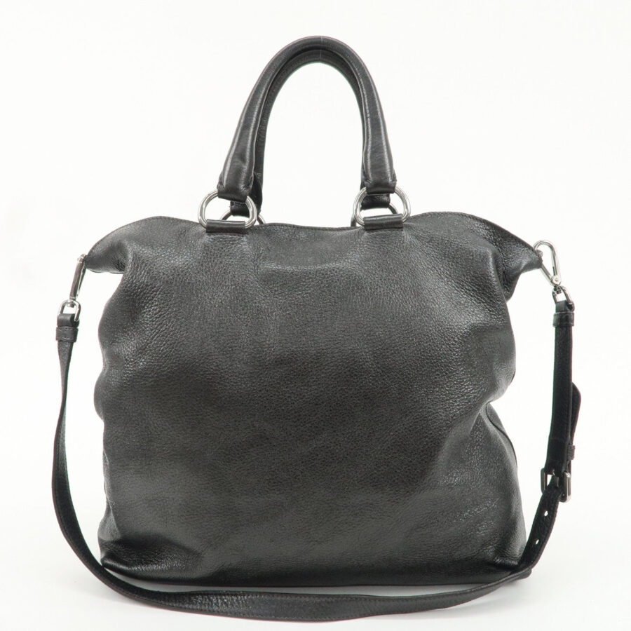 PRADA Leather 2 Way Bag Tote Bag Metallic Gray Hardware | Studio Nafay