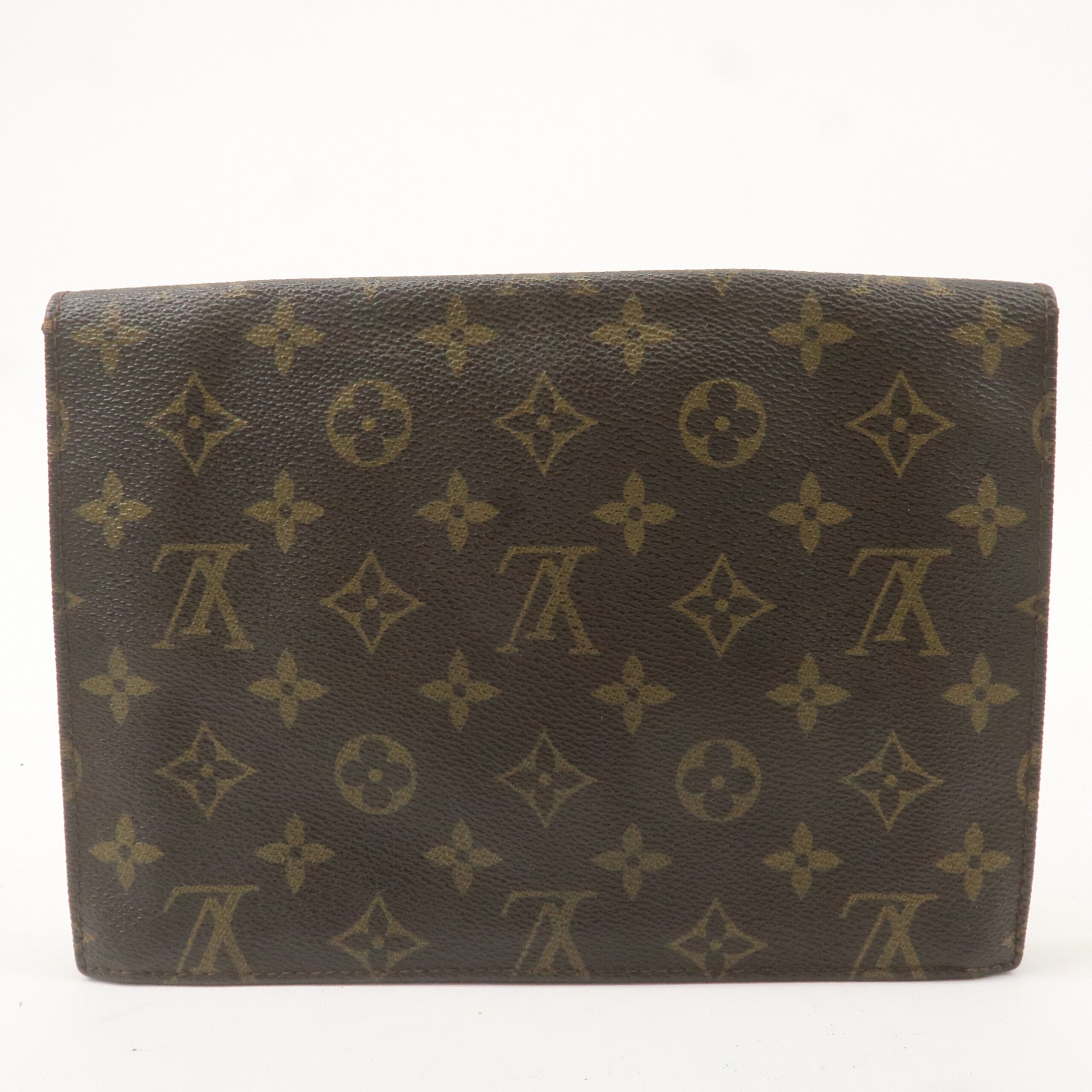 Louis Vuitton Monogram Pochette Lava Clutch Bag Brown