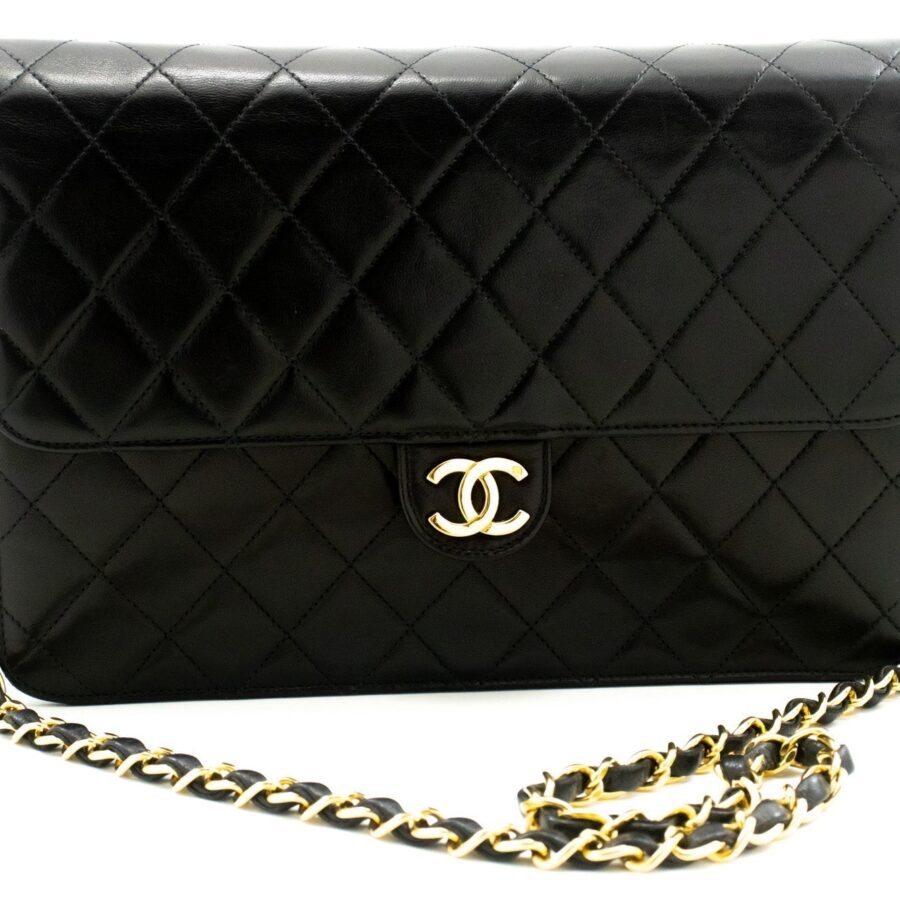 Chanel Chain Shoulder Bag Clutch Black Quilted New Lambskin Purse | Studio Nafay