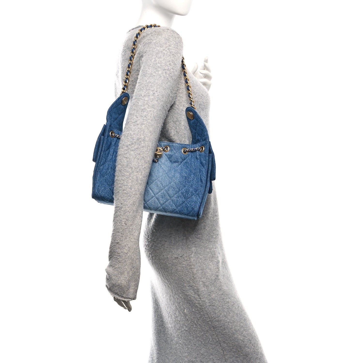 Washed Quilted Small Chanel 25 Handbag Blue