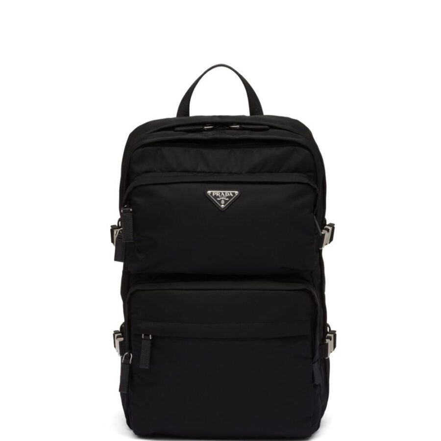 PRADA Eco-conscious Nylon and Leather Backpack - W 26.5 x H 45 x D 21.5 cm | Studio Nafay
