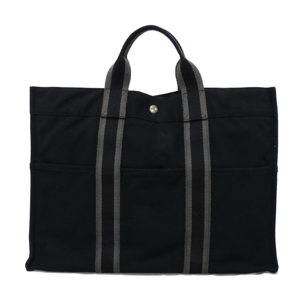 HERMES Tote Bag cotton Black x gray Serie button Fool Toe MM mens(Unisex)