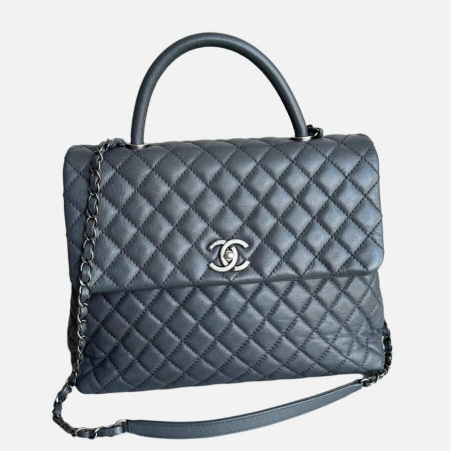 Chanel Leather Caviar Silver Handbag | Studio Nafay