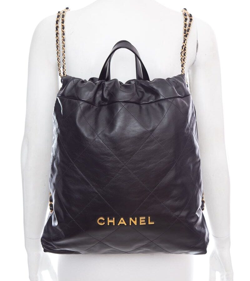 Chanel 22 Black Calfskin Leather Backpack | Studio Nafay