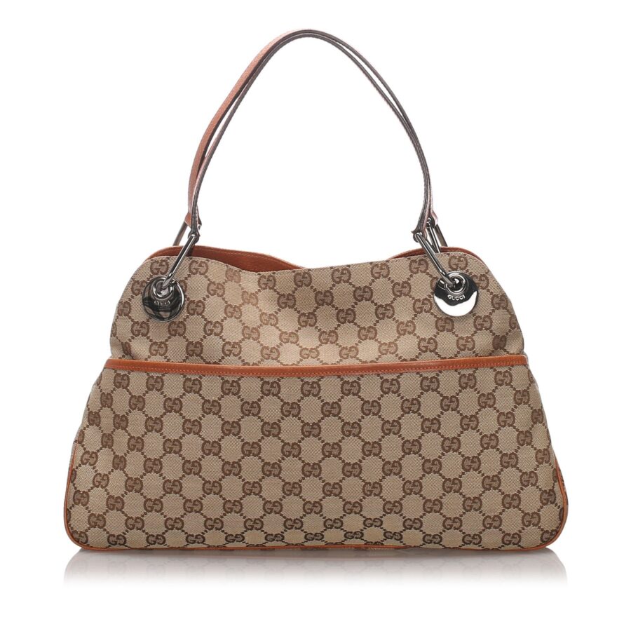 Gucci Brown Beige Canvas Fabric GG Eclipse Tote Bag Italy | Studio Nafay