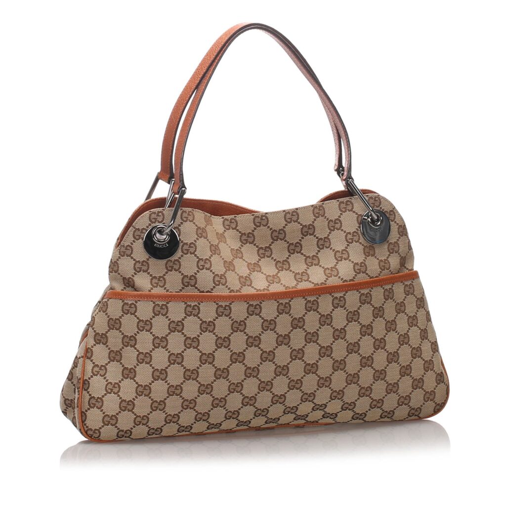 Gucci Brown Beige Canvas Fabric GG Eclipse Tote Bag Italy - Product Image 2