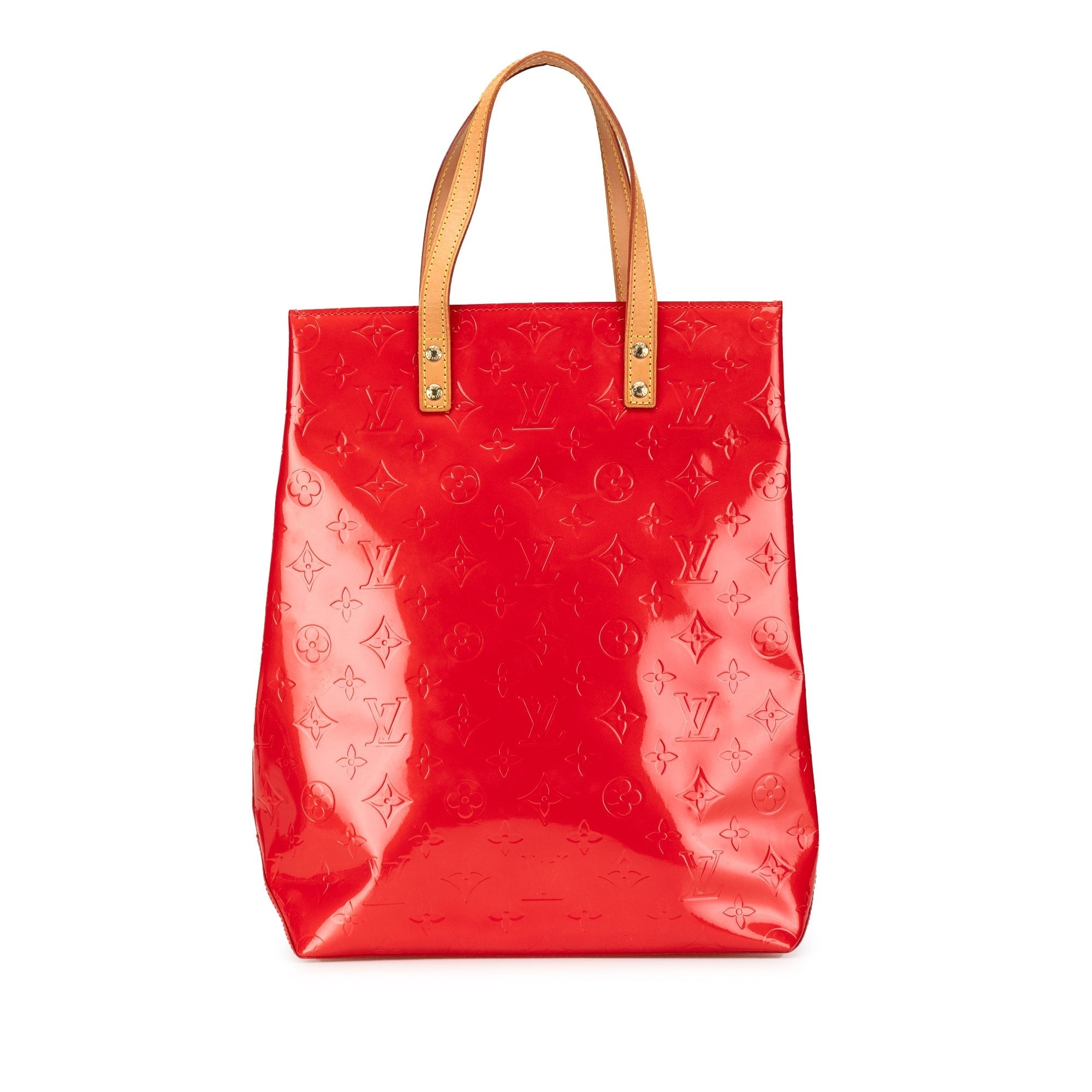 Red Louis Vuitton Monogram Vernis Reade MM Tote Bag