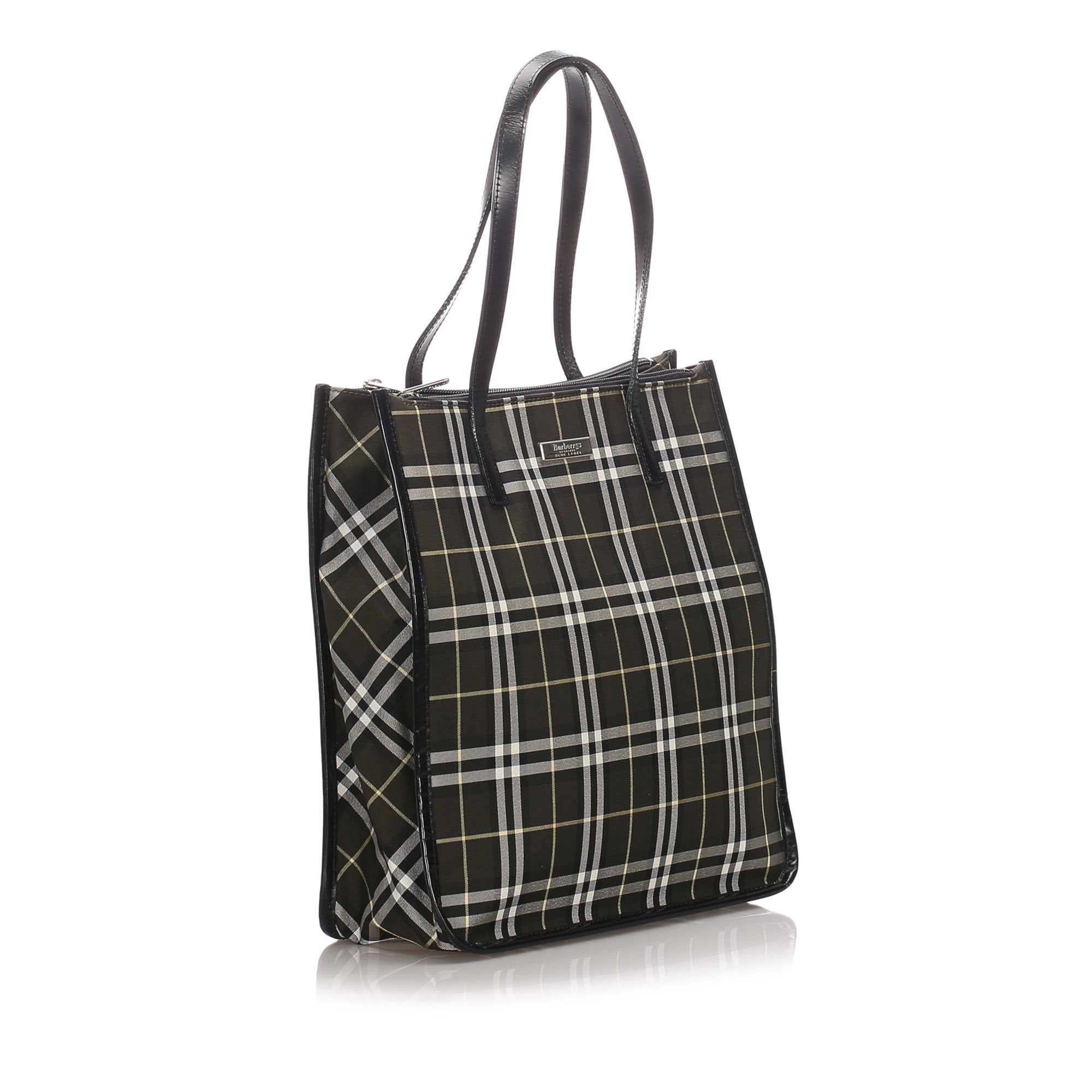 Burberry Black Canvas Fabric Ho Check Tote Bag United Kingdom