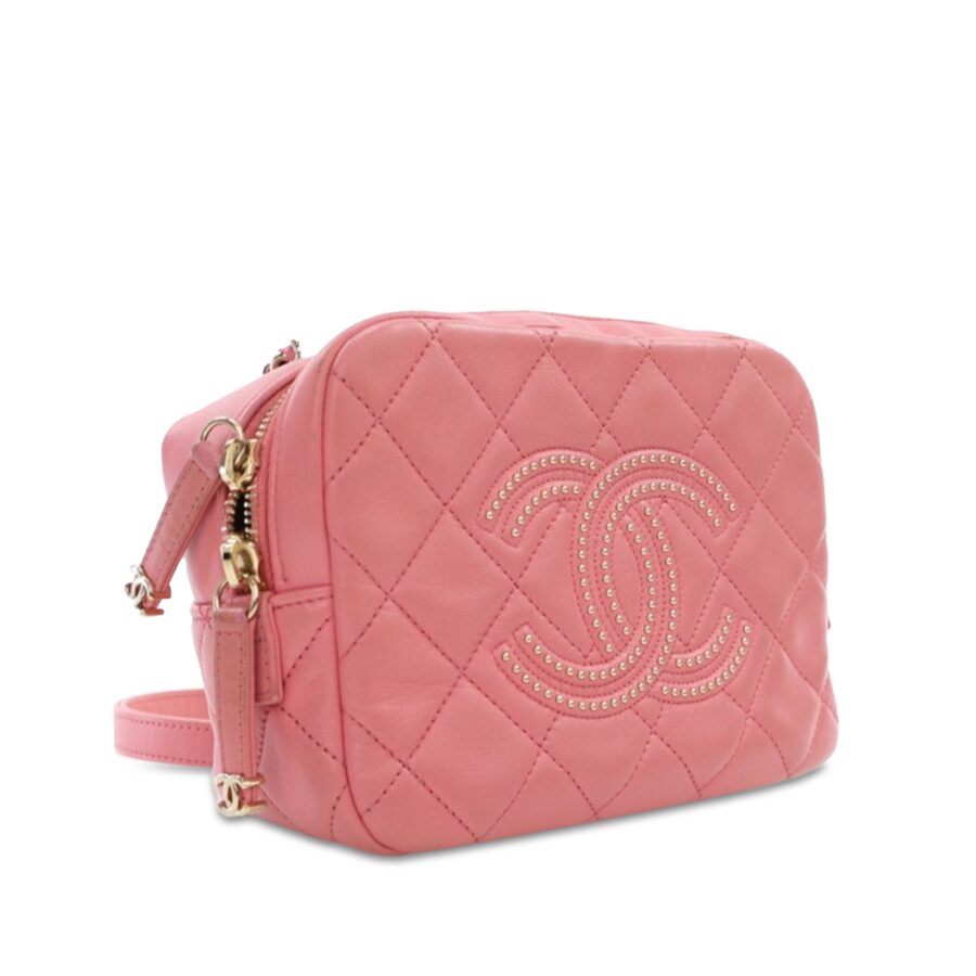 Pink Chanel Quilted Lambskin Studded Beauty Begins Camera Bag Satchel | Studio Nafay