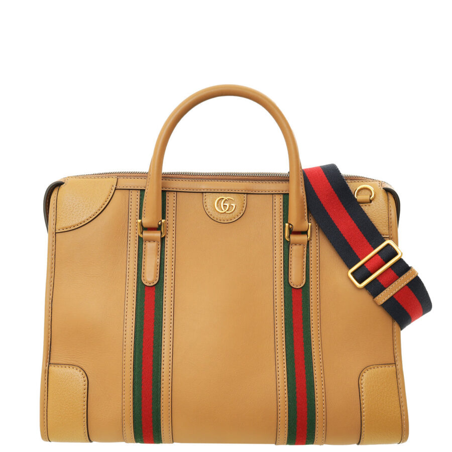 Gucci Brown Tan Bauletto Duffle Large Bag | Studio Nafay