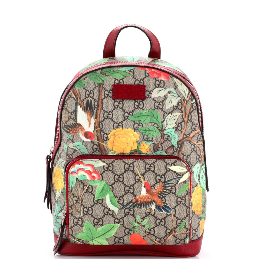 Zip Pocket Backpack Tian Print GG Coated Canvas Small | Studio Nafay