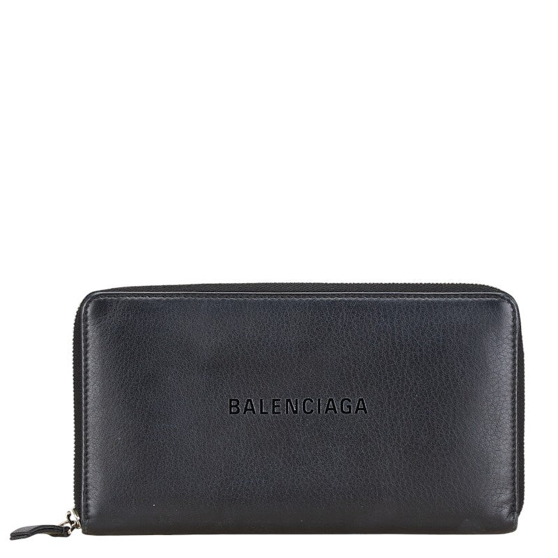 Balenciaga Leather Logo Zip-Around Wallet | Studio Nafay