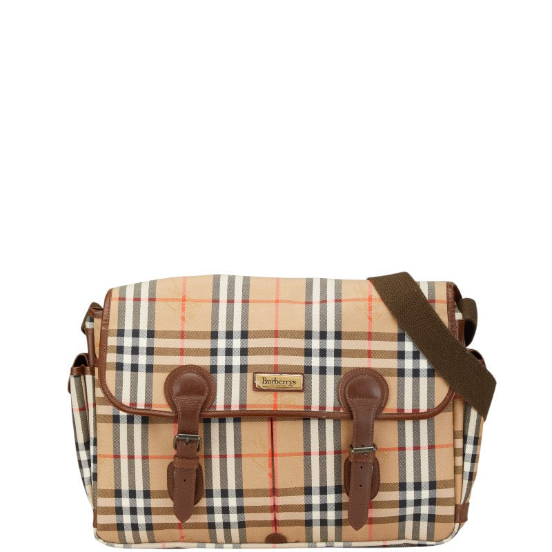 Burberry Nova Check Shadow Horse Canvas Leather Shoulder Bag | Studio Nafay