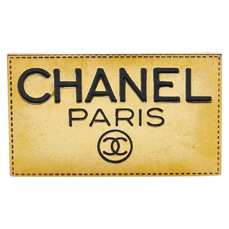 Chanel Gold Plated Logo Plate Brooch Classic Flap Tote | Studio Nafay