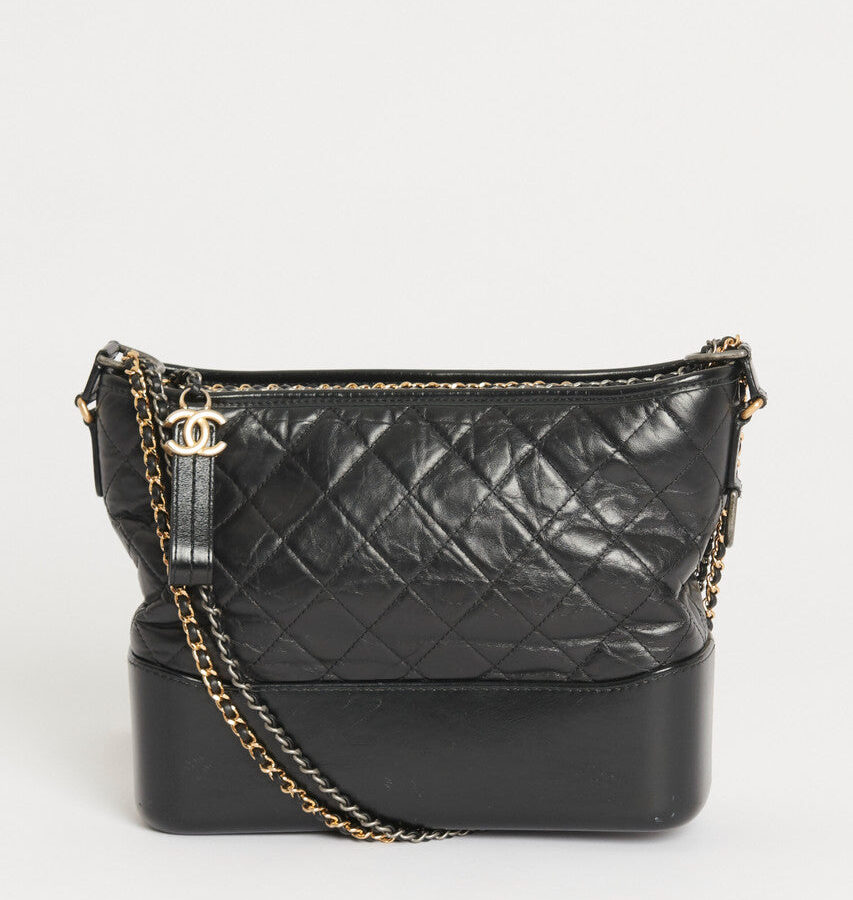 Black Leather Medium Chanel Gabrielle Bag | Studio Nafay