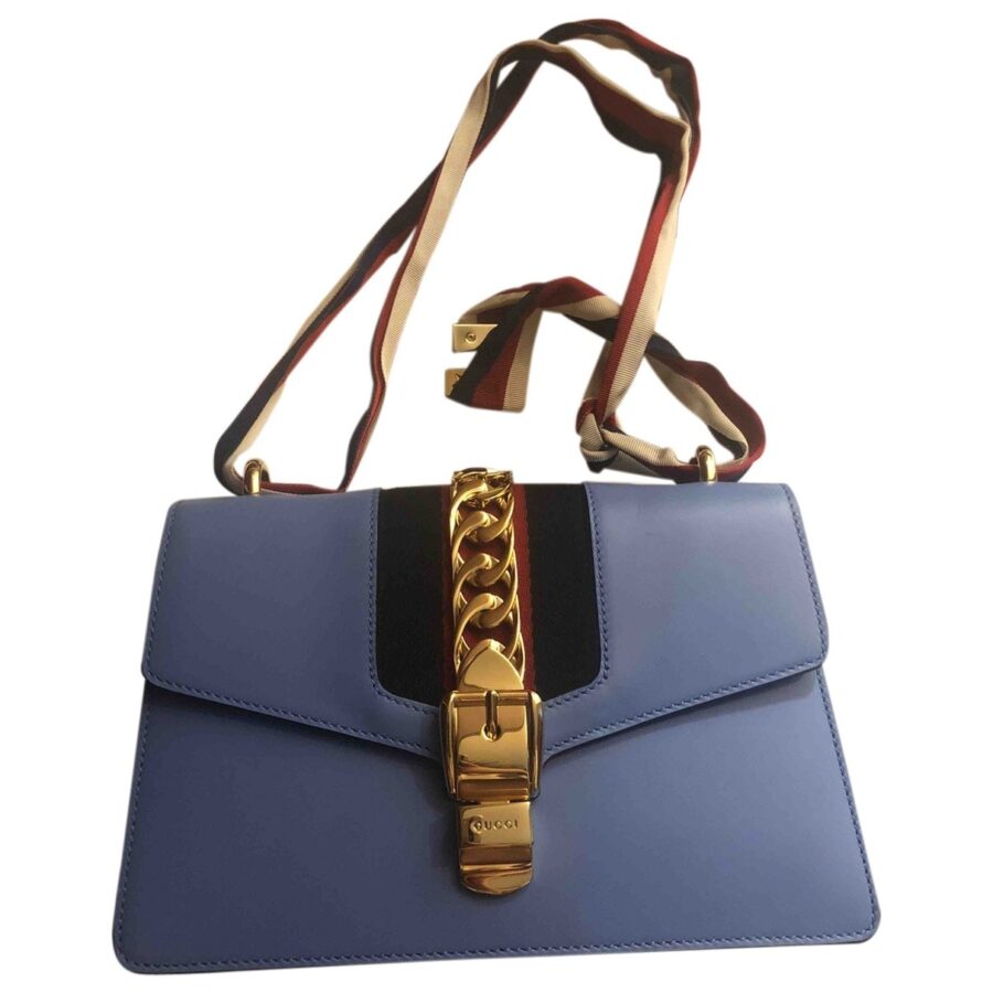 Gucci sylvie blue leather handbag | Studio Nafay
