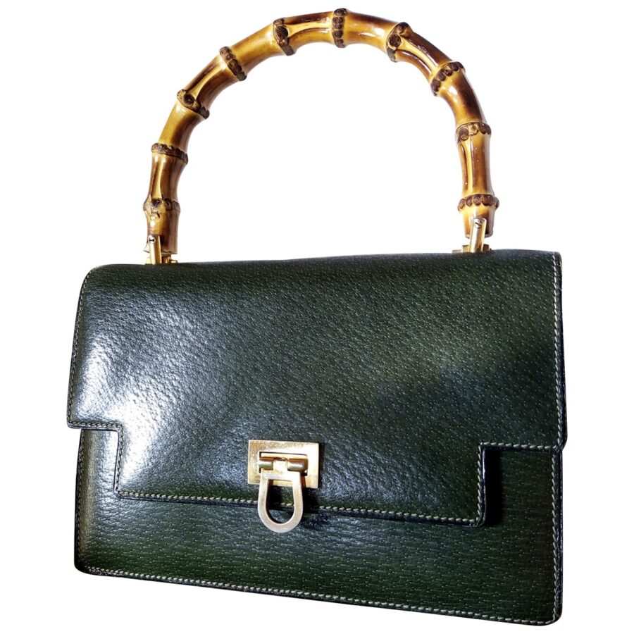 Gucci bamboo green leather handbag | Studio Nafay