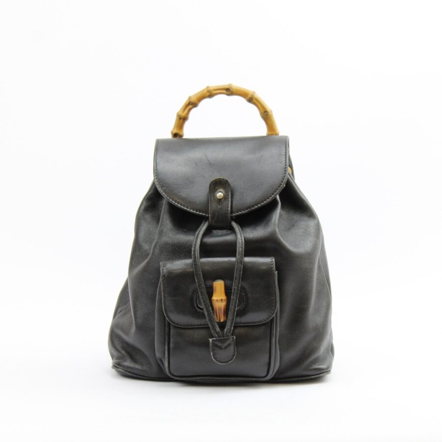 Gucci bamboo black leather backpacks | Studio Nafay