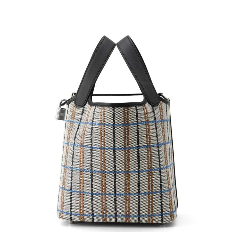 HERMES Picotin Lock Black/Ecru/Fauve/Blue Zanzibar Swift Leather Toile H Size PM | Studio Nafay