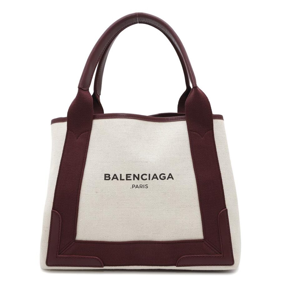 BALENCIAGA Navy Kabas Natural/Bordeaux339933 Canvas Leather | Studio Nafay
