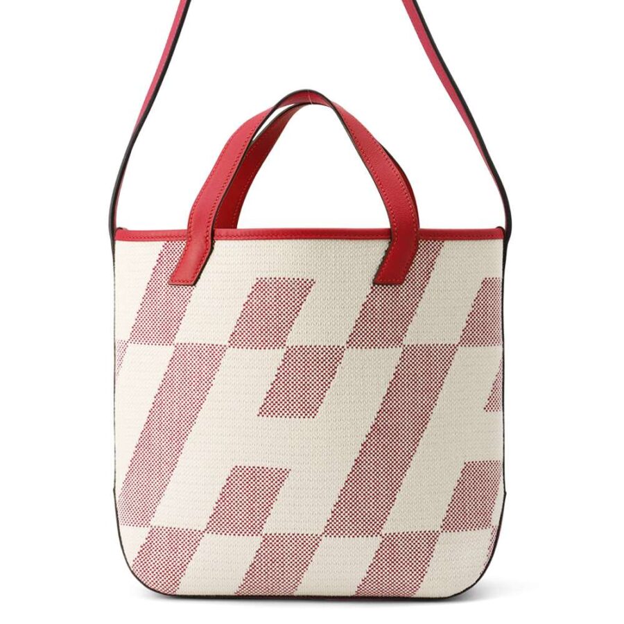 HERMES H Ambie Tote Bag Framboise/Ecru Toile H Swift Leather Size PM | Studio Nafay
