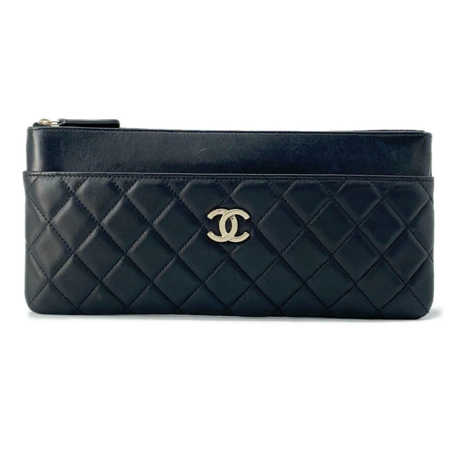 CHANEL Matelasse Clutch Bag Black Lambskin | Studio Nafay