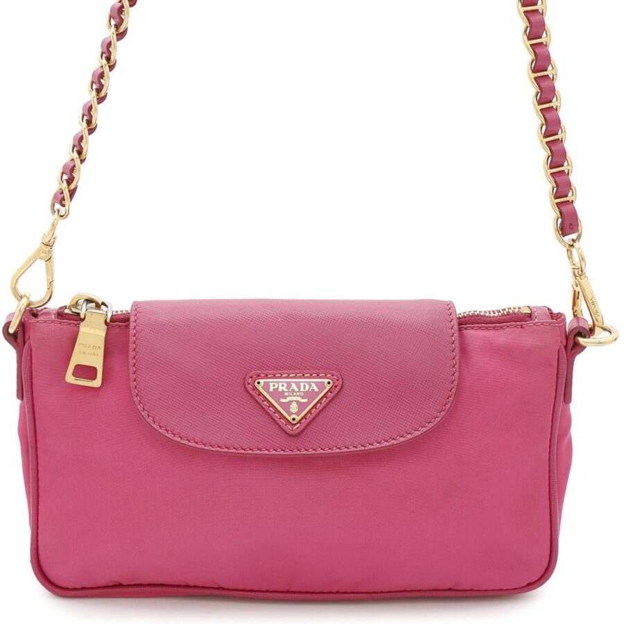 PRADA Shoulder Bag Pink Saffiano LeatherLeather Nylon | Studio Nafay